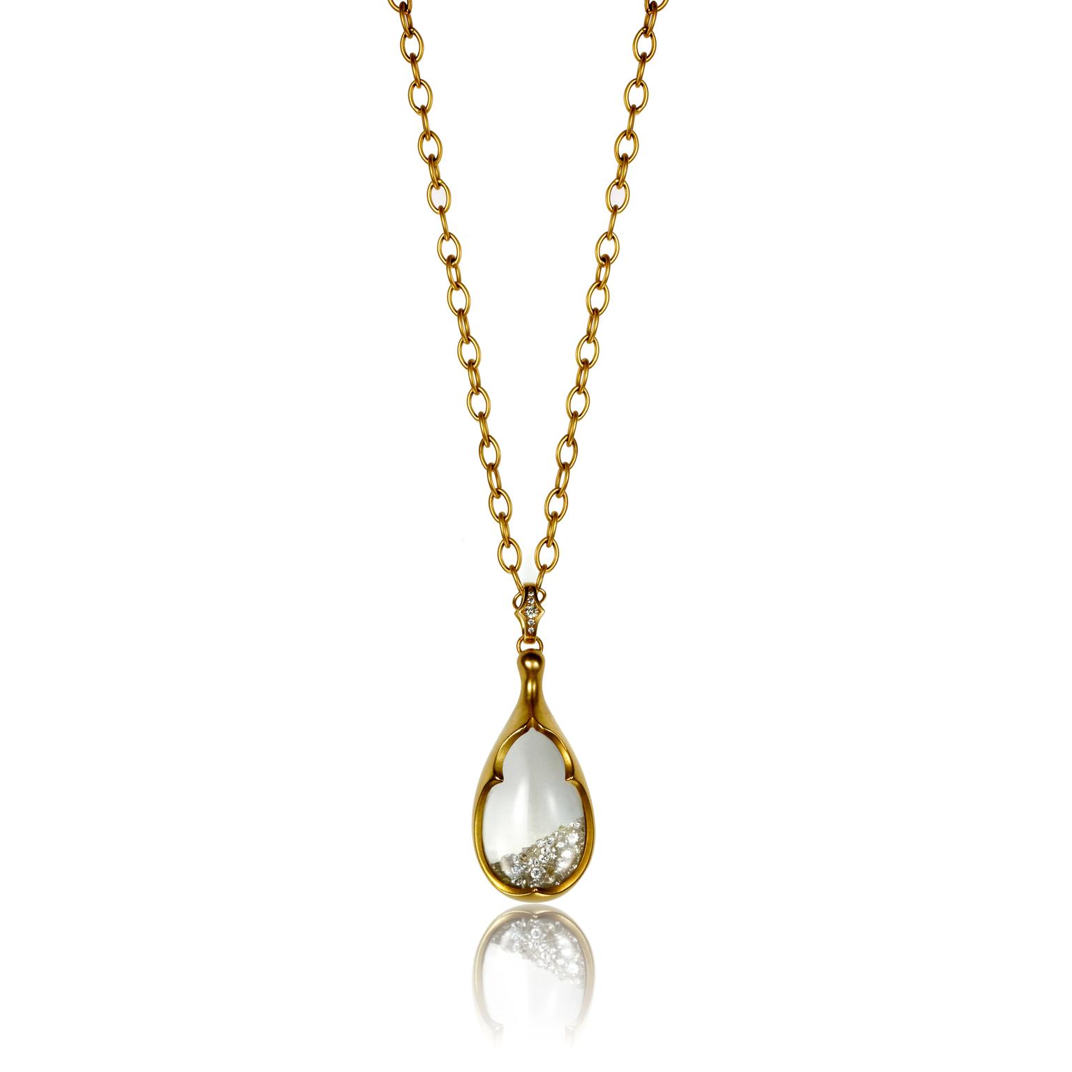 Anahita crystal amulet with diamonds