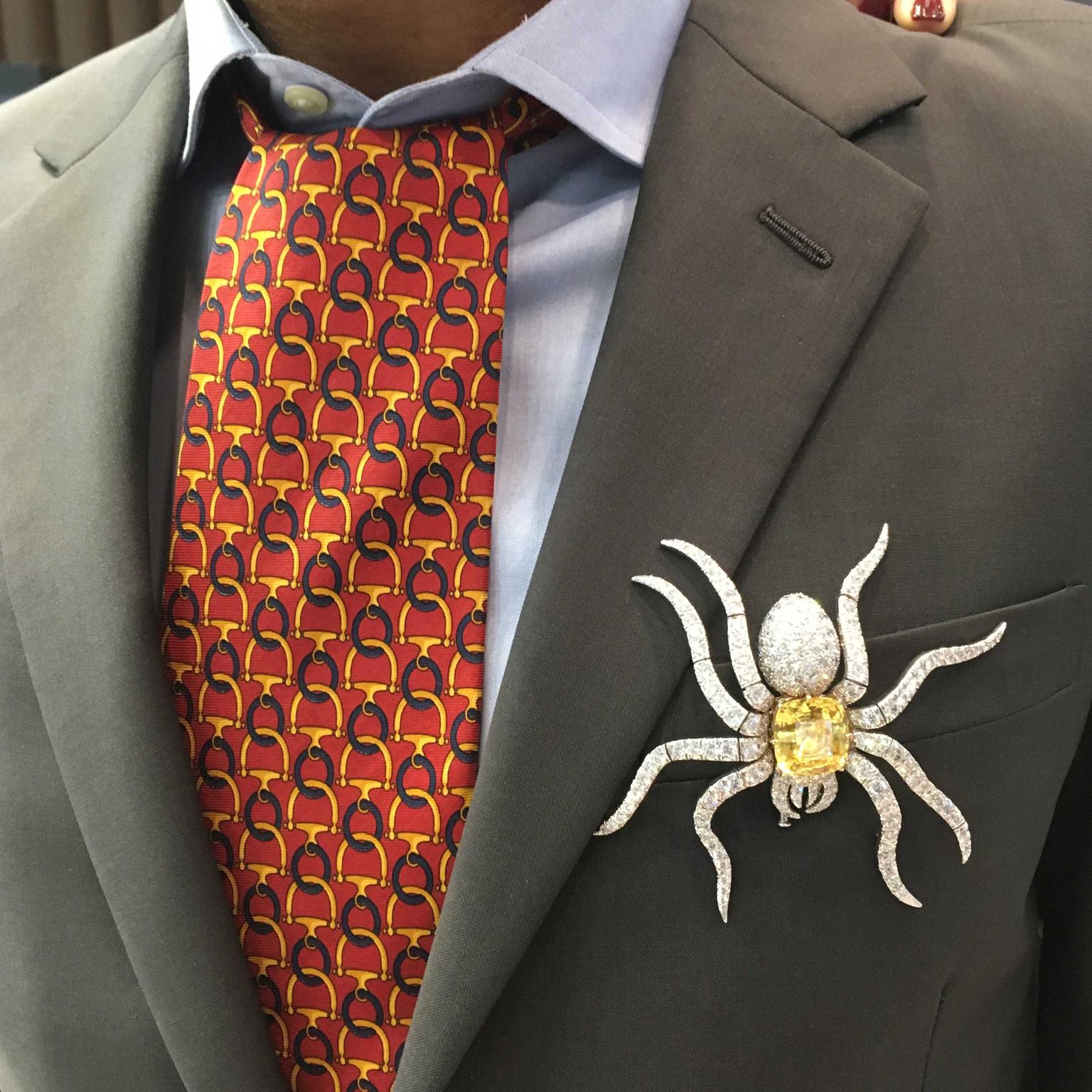 David Webb diamond and yellow sapphire brooch spotted at DJWE 2018