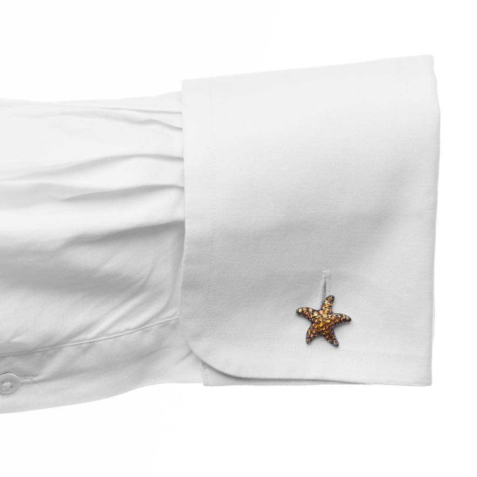 Lydia Courteille orange sapphire Sea Stars cufflinks