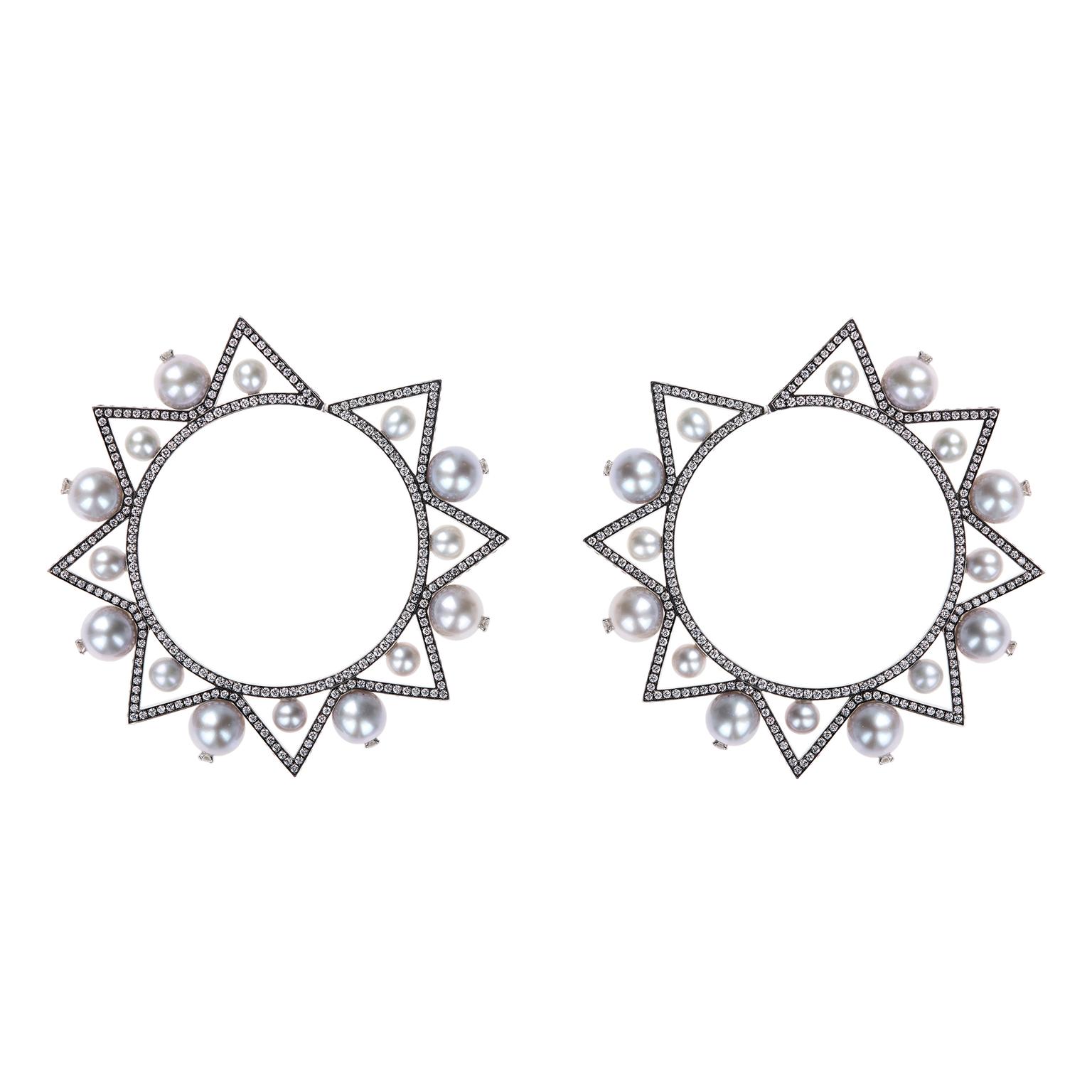 Nikos Koulis front-facing Lingerie hoop earrings