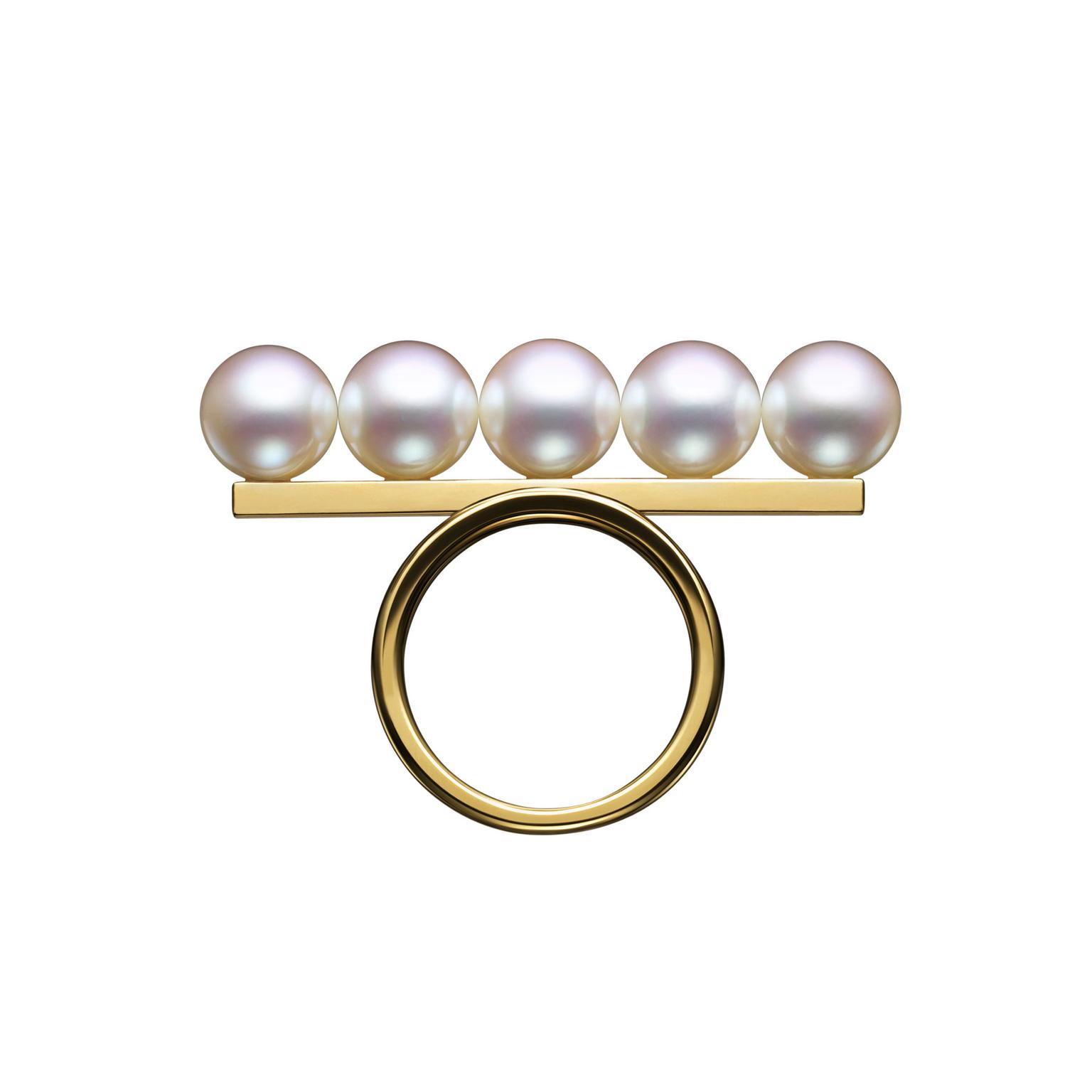 Tasaki Balance ring with Akoya pearls
