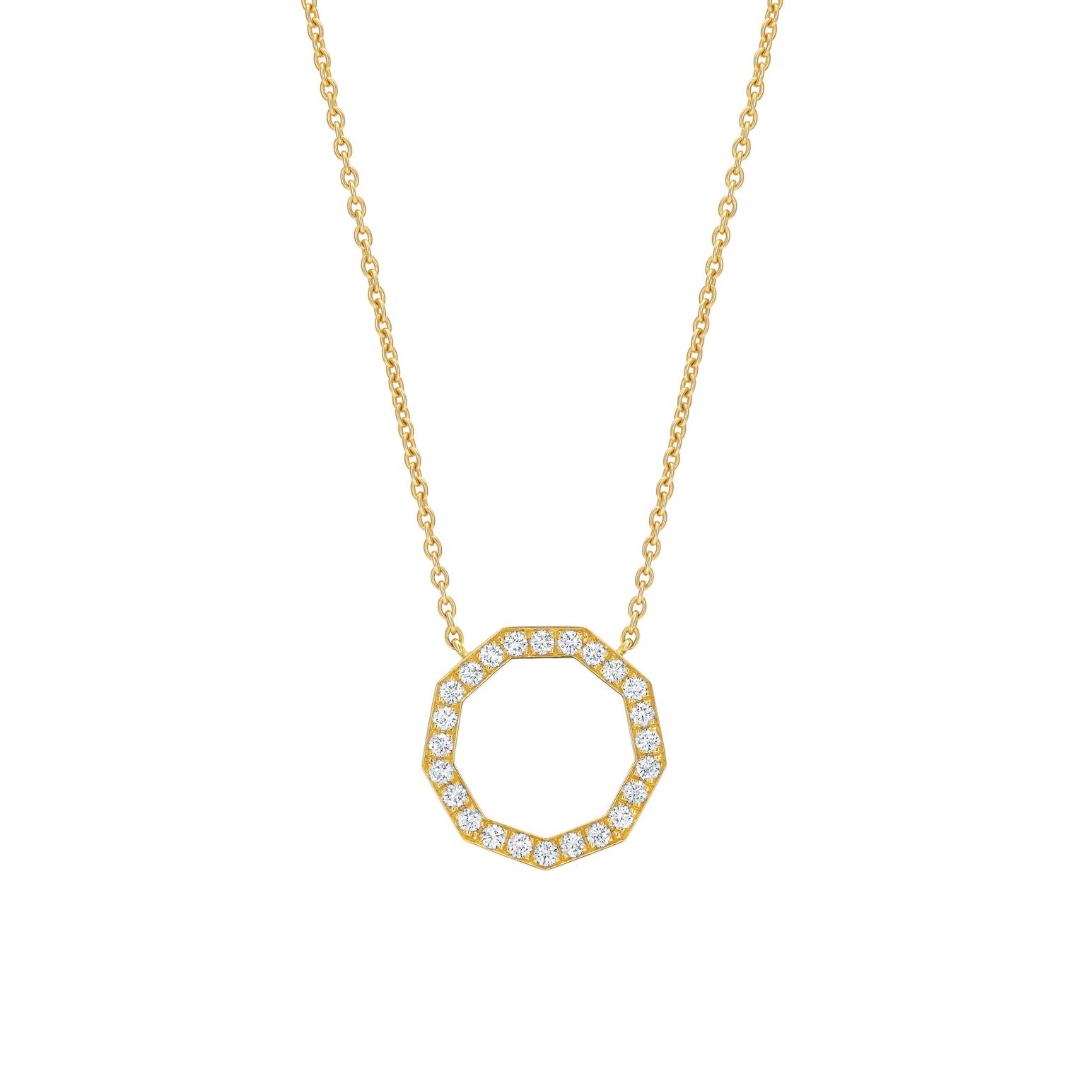 Hirsh yellow gold and diamond Story pendant