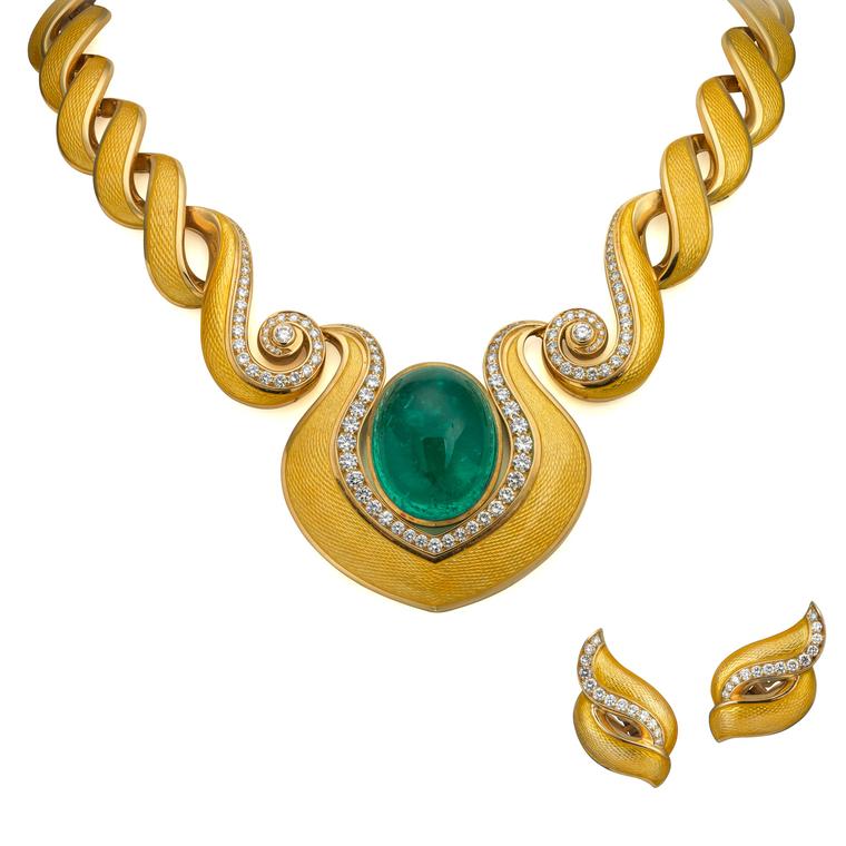 De Vroomen emerald necklace and earclips