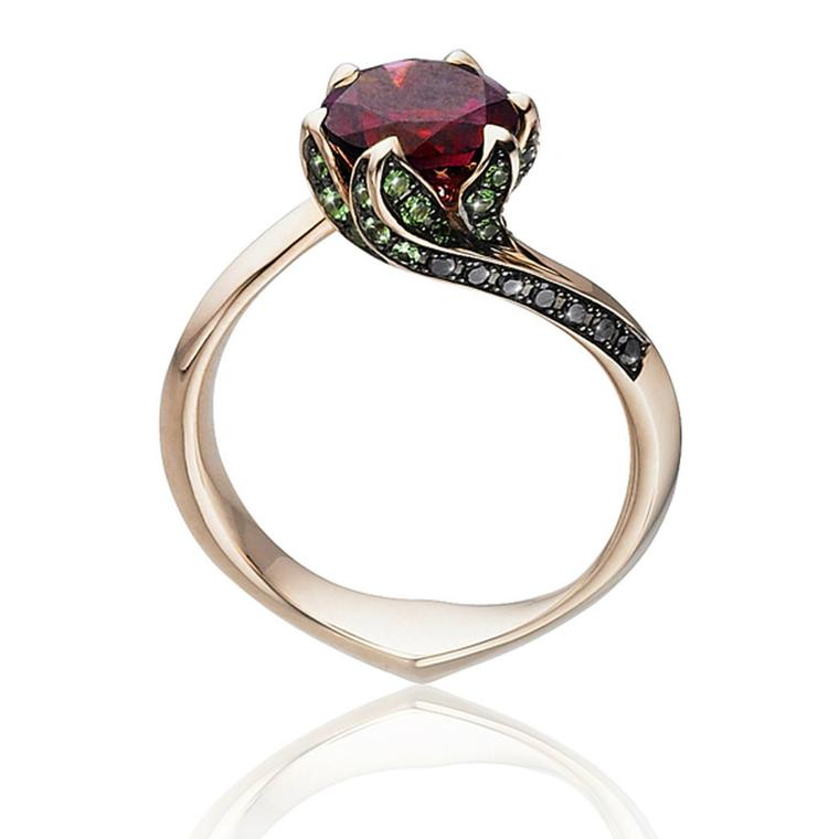 Beauty and The Beast rubellite ring in rose gold