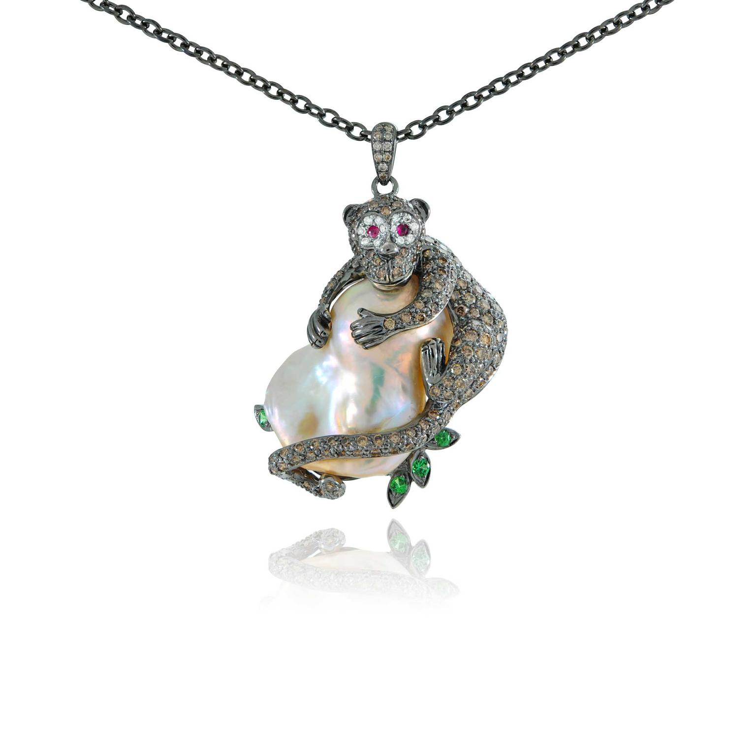 Lydia Courteille monkey pendant necklace