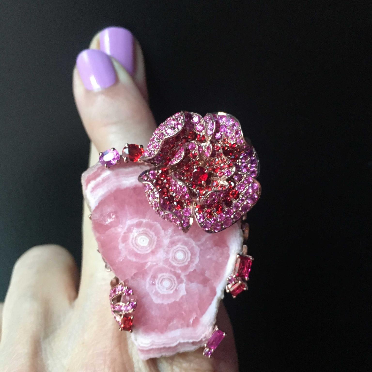 Lydia Courteille Rosa del Inca rhodochrosite ring