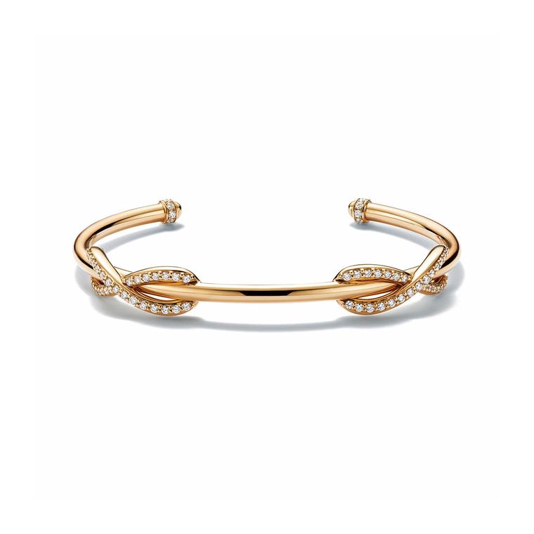 Infinity yellow gold and diamond cuff