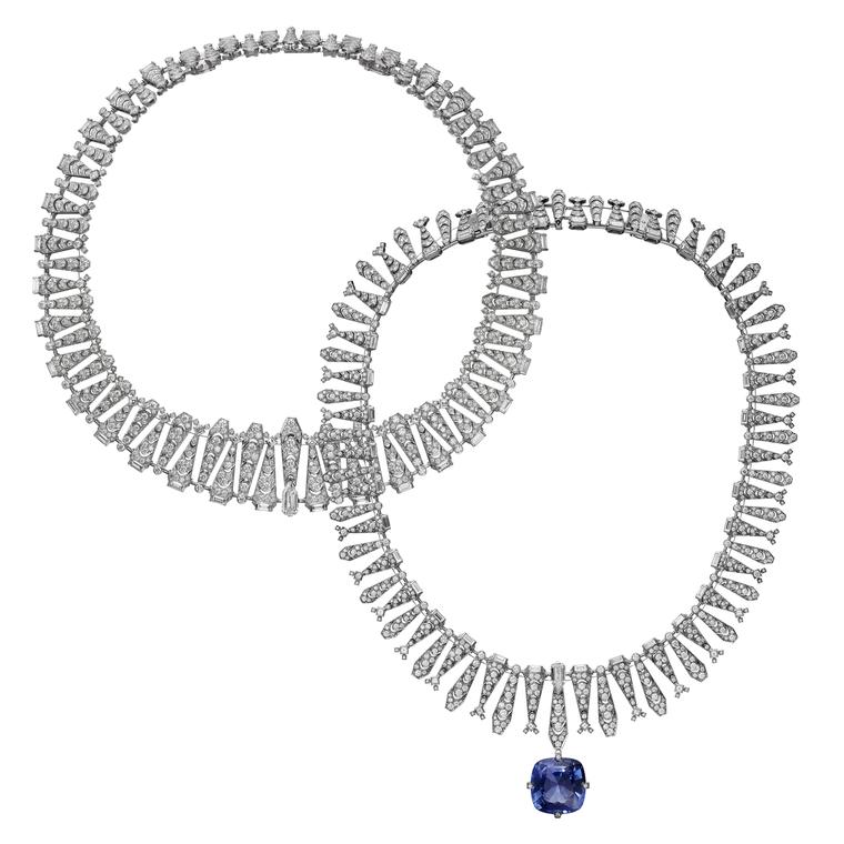 Cartier Magicien Incantation transformable diamond necklace with a detachable Ceylon sapphire