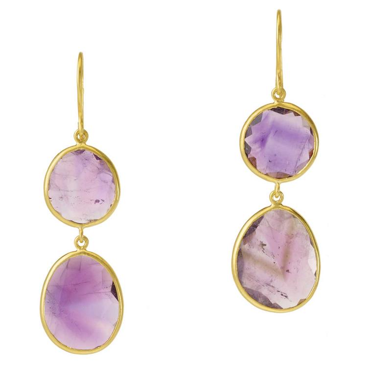 Pippa Small amethyst slice drop earrings