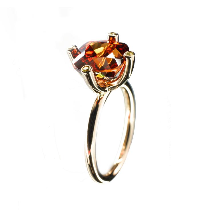 Cox + Power bespoke mandarin garnet engagement ring