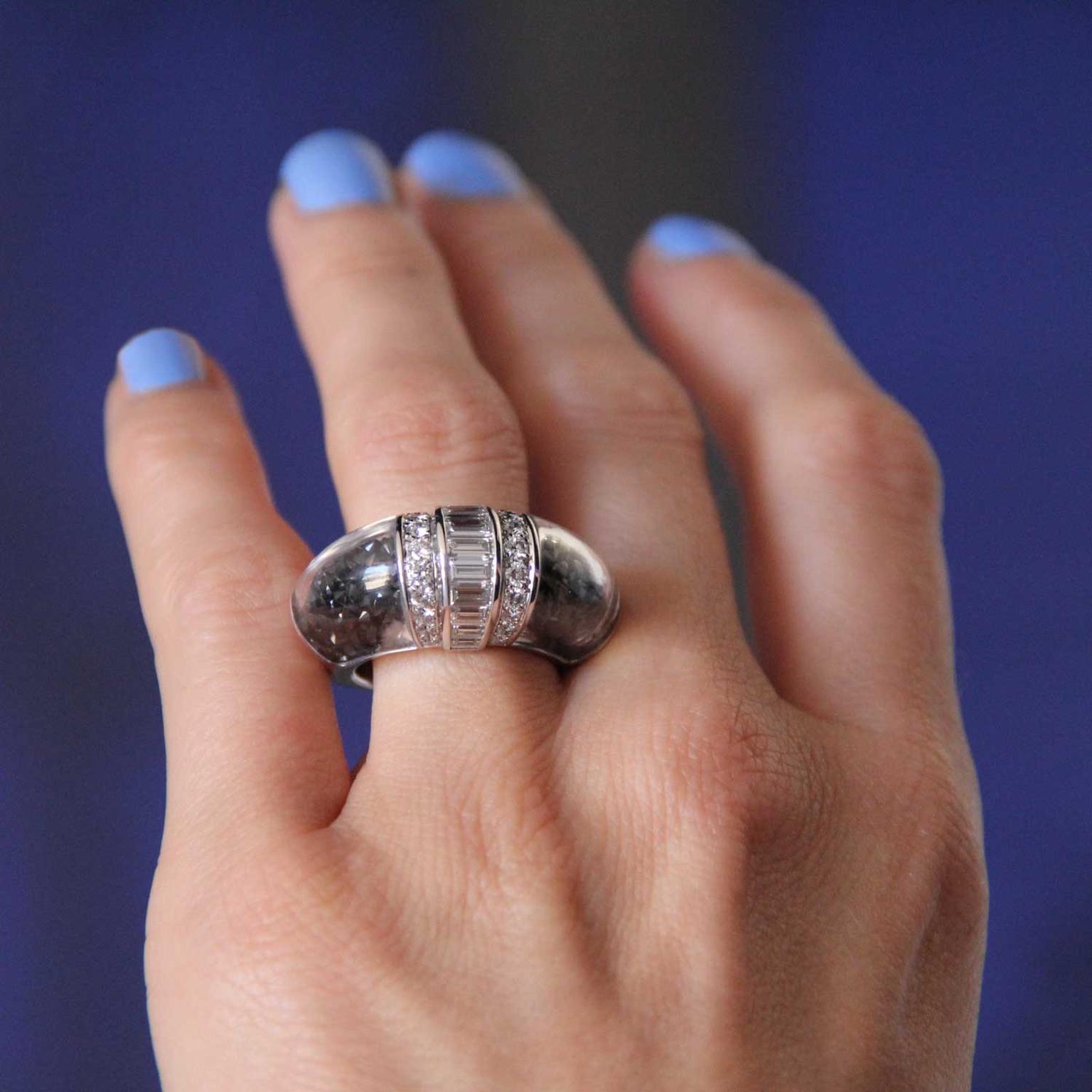 Boucheron Hiver Imperial rock crystal and black spinel ring