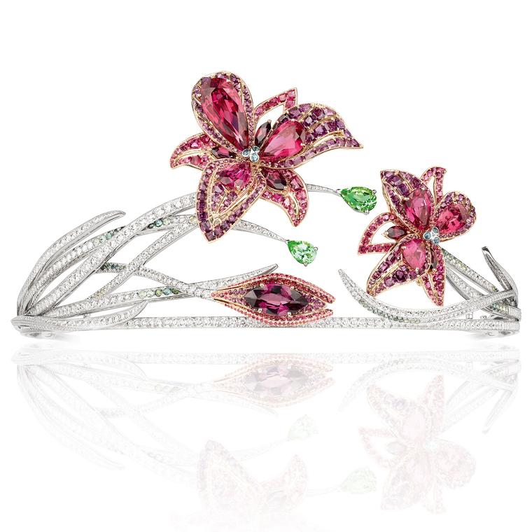 La Nature de Chaumet Passion Incarnat red spinel, garnet, tourmaline and diamond lily tiara