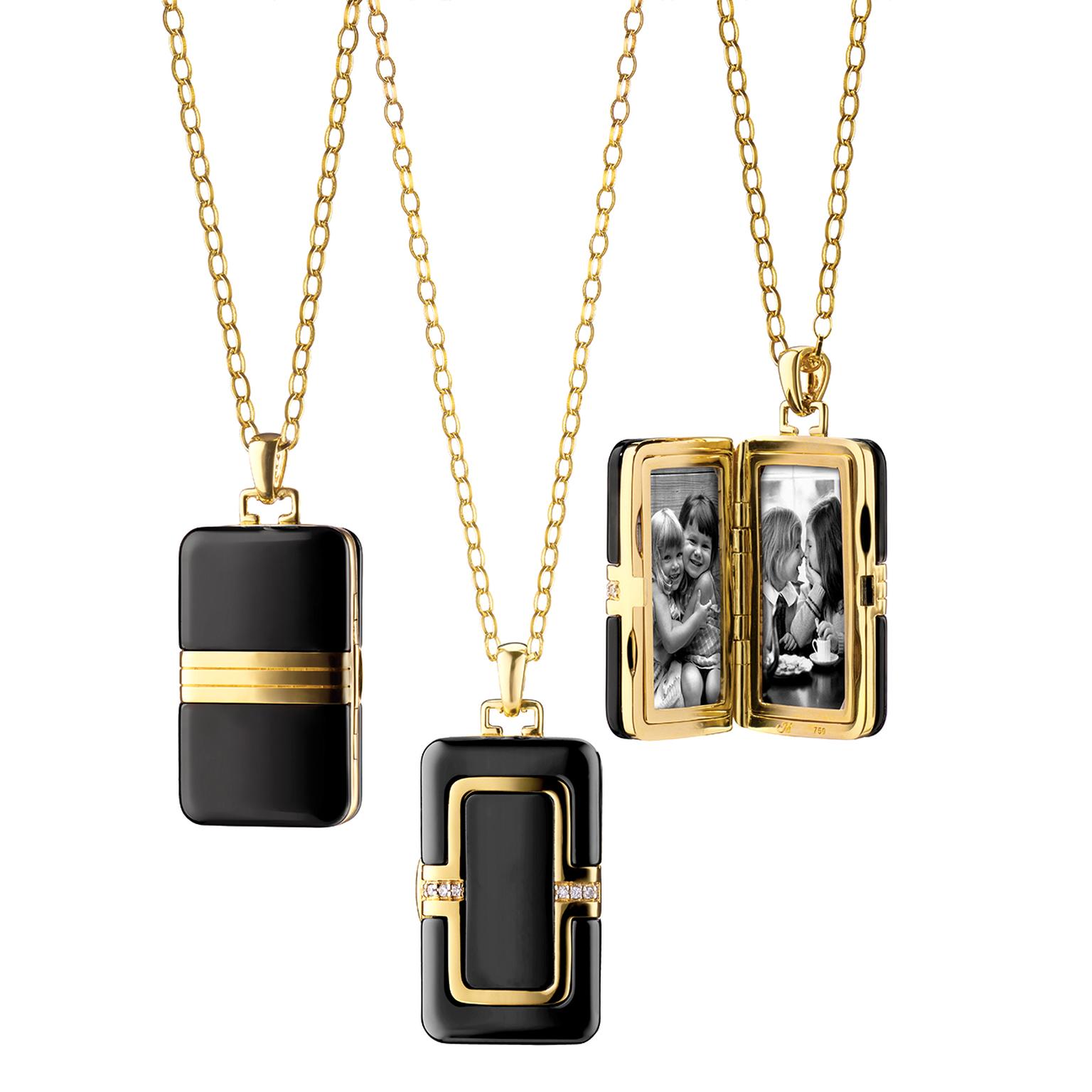 Monica Rich Kosann locket in ceramic and yellow gold