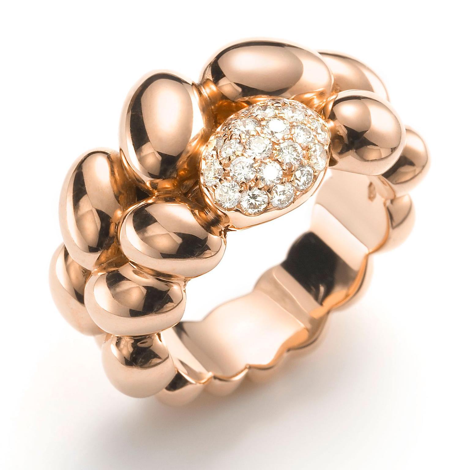 Mattioli The One ring with cabochons of rose gold spheres
