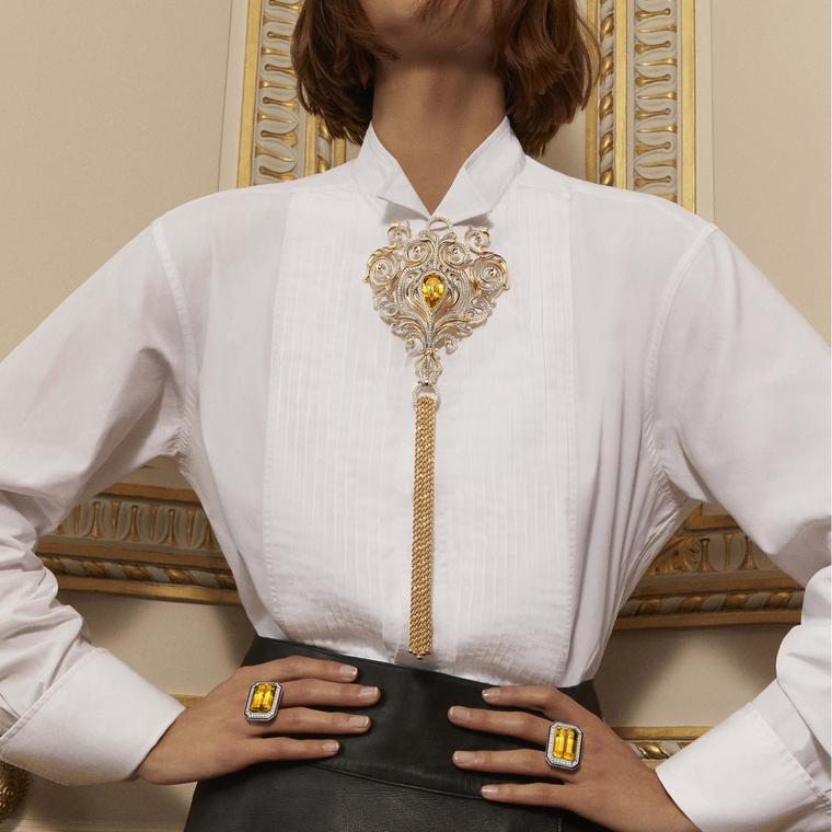 Boucheron Vu de 26 Armoire necklace on model
