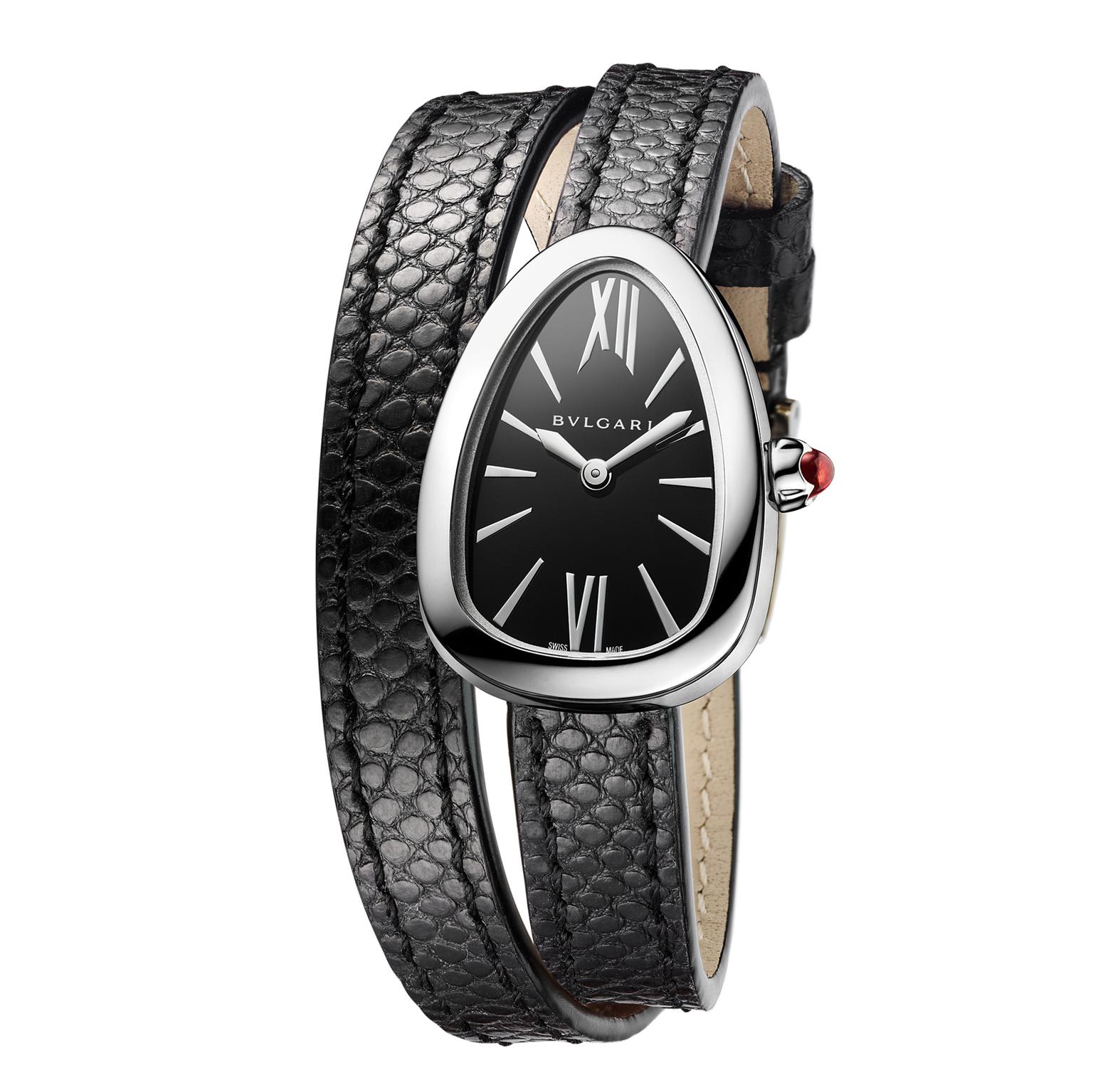 Bulgari Serpenti watch in steel with black dial