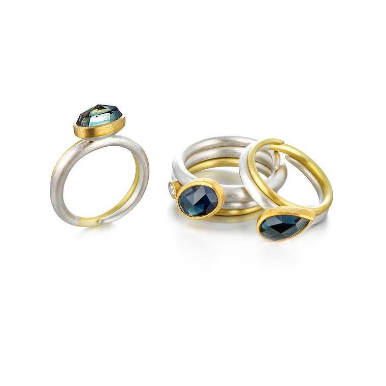 Mark Nuell silver and gold Spiral rings