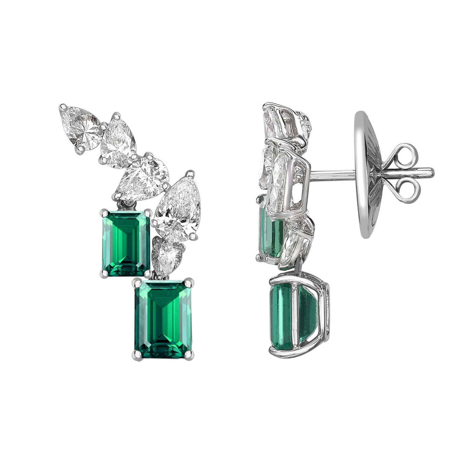 William & Son MYA emerald and diamond earrings