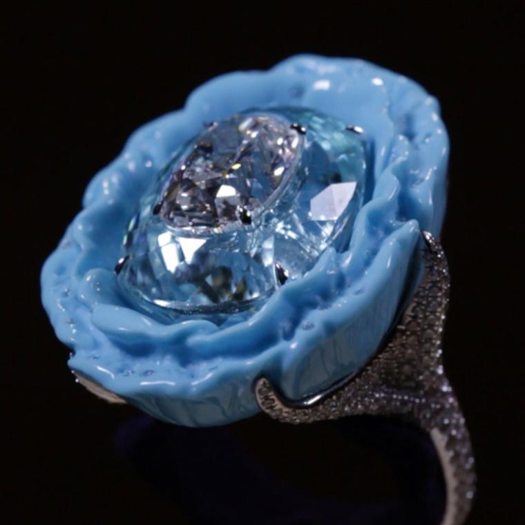 Boghossian Paraiba and diamond ring