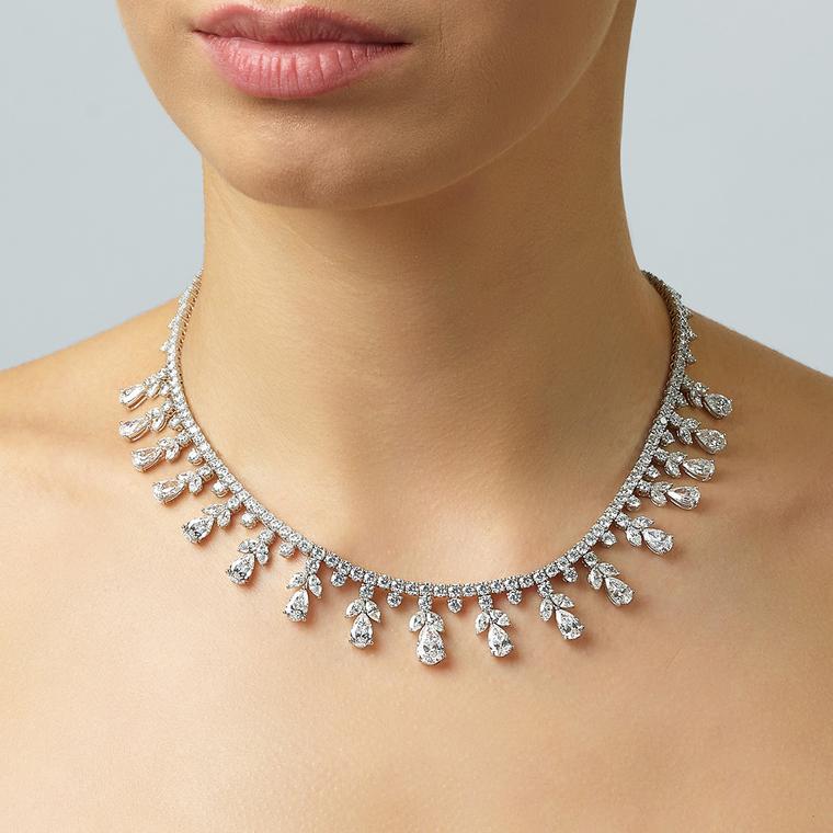 Lot 578 Diamond Necklace For Phillips auction on model