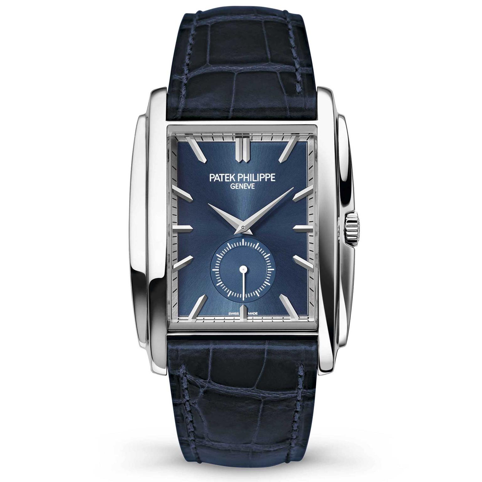 Patek Philippe Ref. 5124G Gondolo watch in white gold with a blue sunburst dial