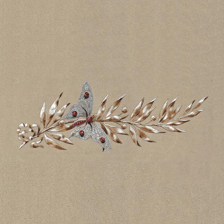 Preparatory sketch of a Chaumet brooch