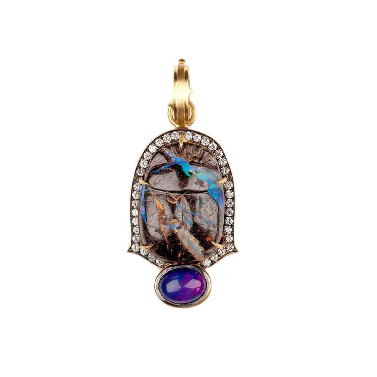 Sylva & Cie hand-carved opal matrix pendant