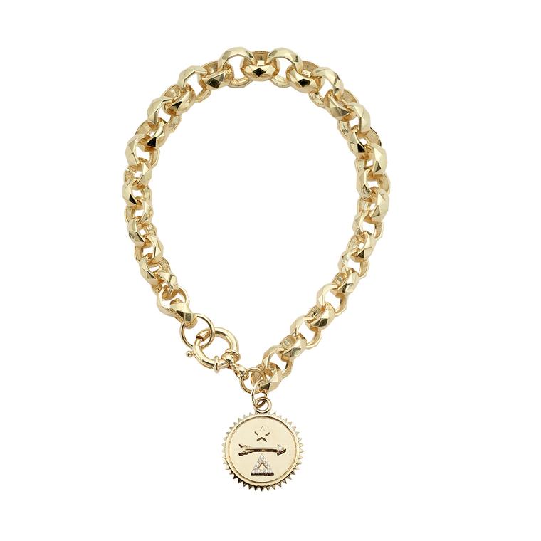 Foundrae faceted 18 carat gold bracelet with single medallion