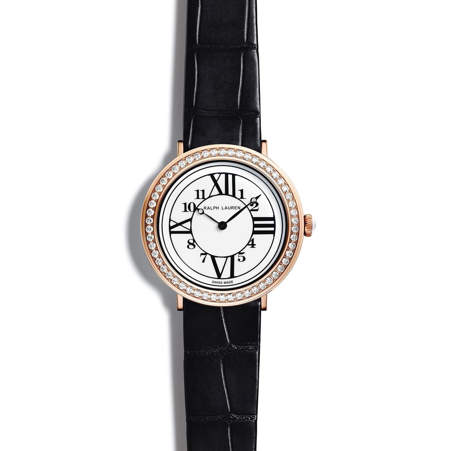 Ralph Lauren RL888 32mm in rose gold with diamonds