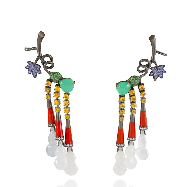 Lydia Courteille Automne a Pekin flower earrings