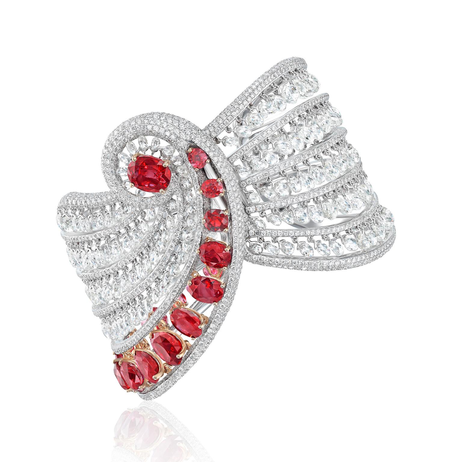 Boghossian Reverence bracelet with Burmese rubies and briolette diamonds