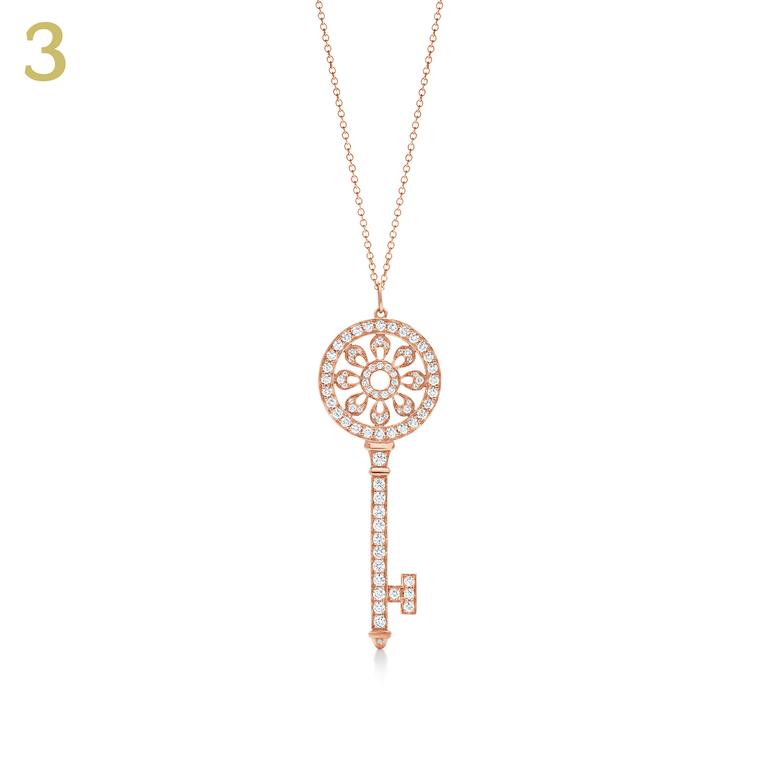 Tiffany rose gold and diamond Petals Key pendant