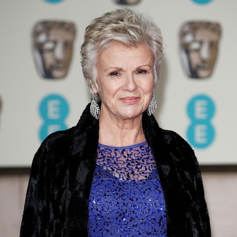 Julie Walters wearing Star Diamond leaf diamond earrings