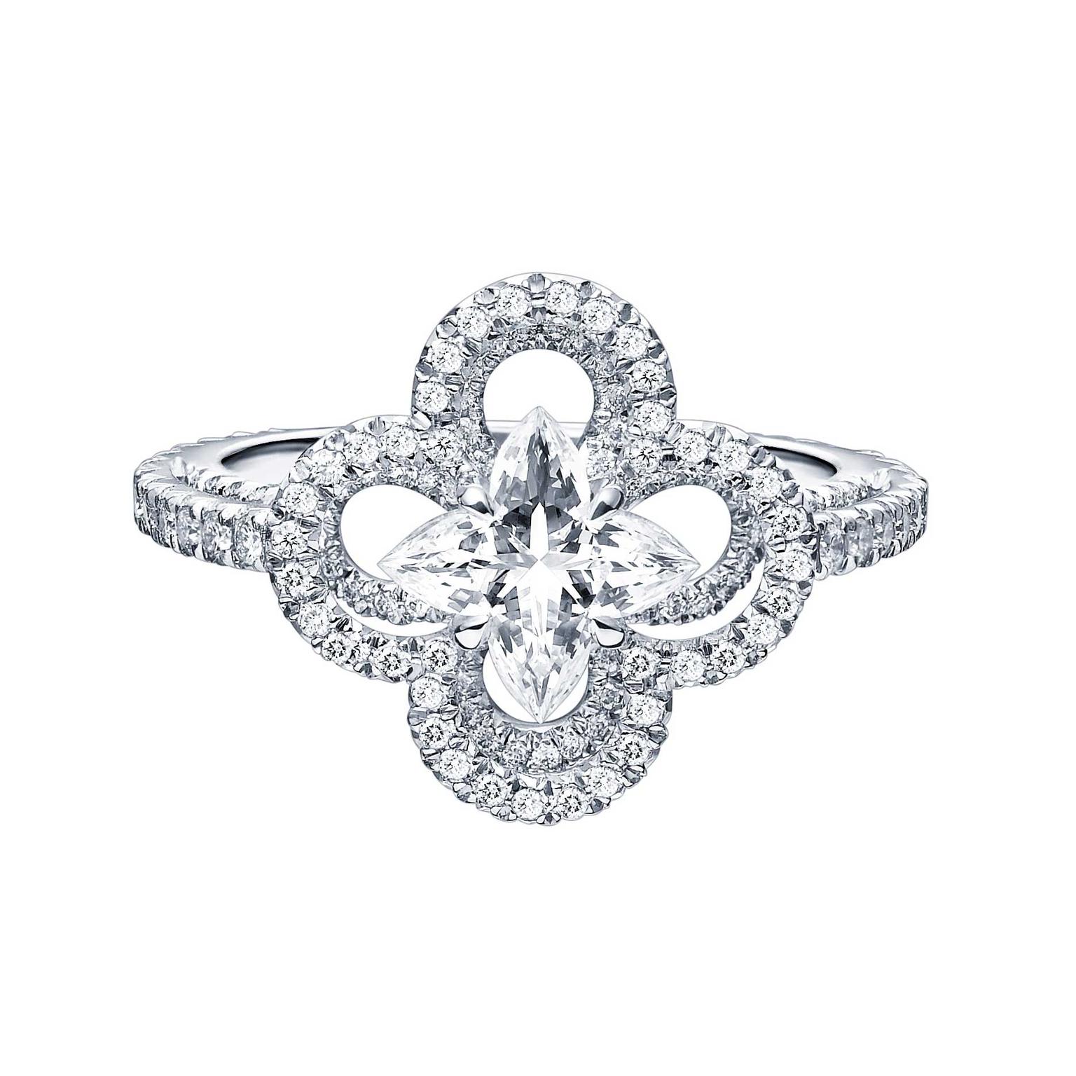 Louis Vuitton Monogram Fusion Platinum and Diamond Engagement Ring