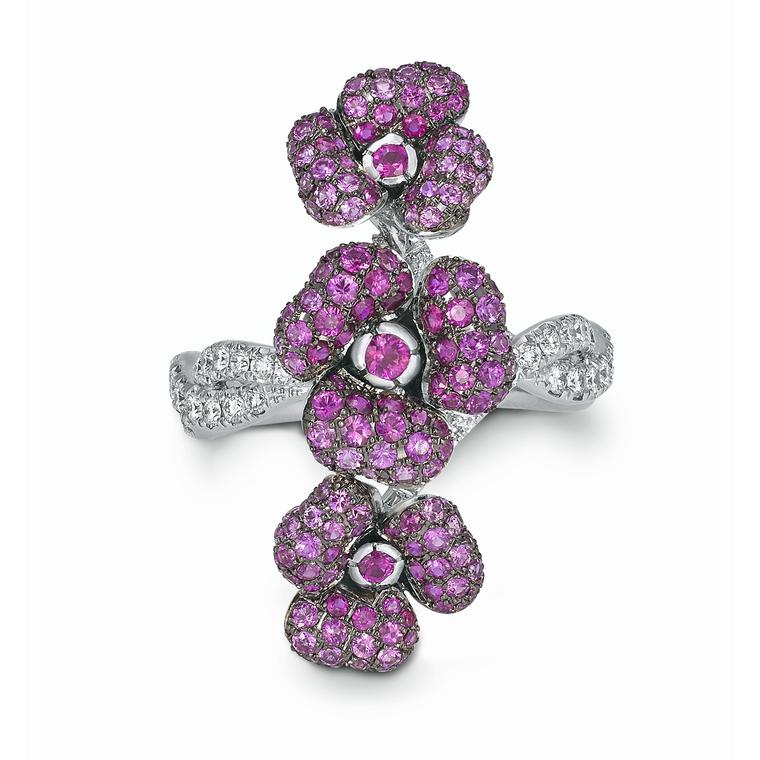 VANLELES Enchanted Garden ruby, pink sapphire and diamond ring