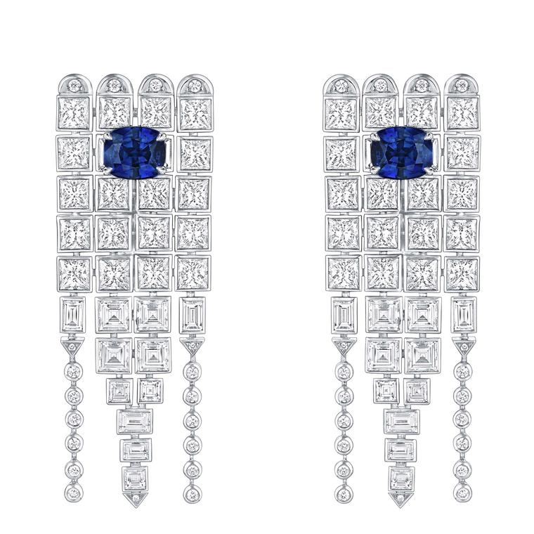 Louis Vuitton Riders of the Knights Le Royaume diamond and sapphire earrings