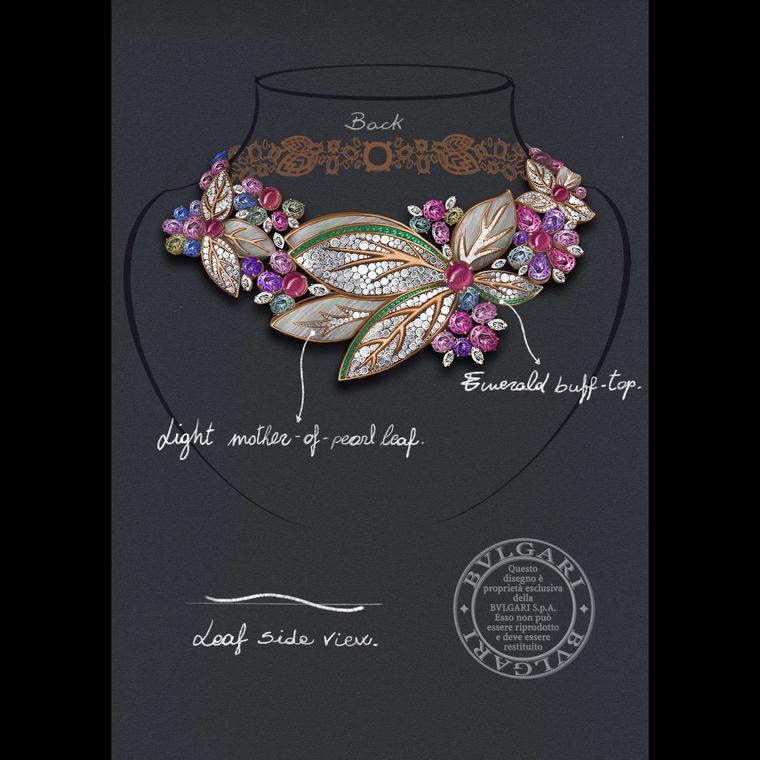 Bulgari Flowers of Eden necklace sketch