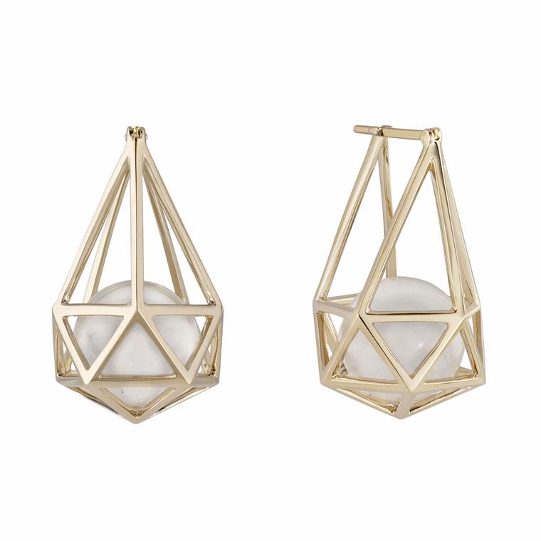Noor Fares geometric quartz earrings