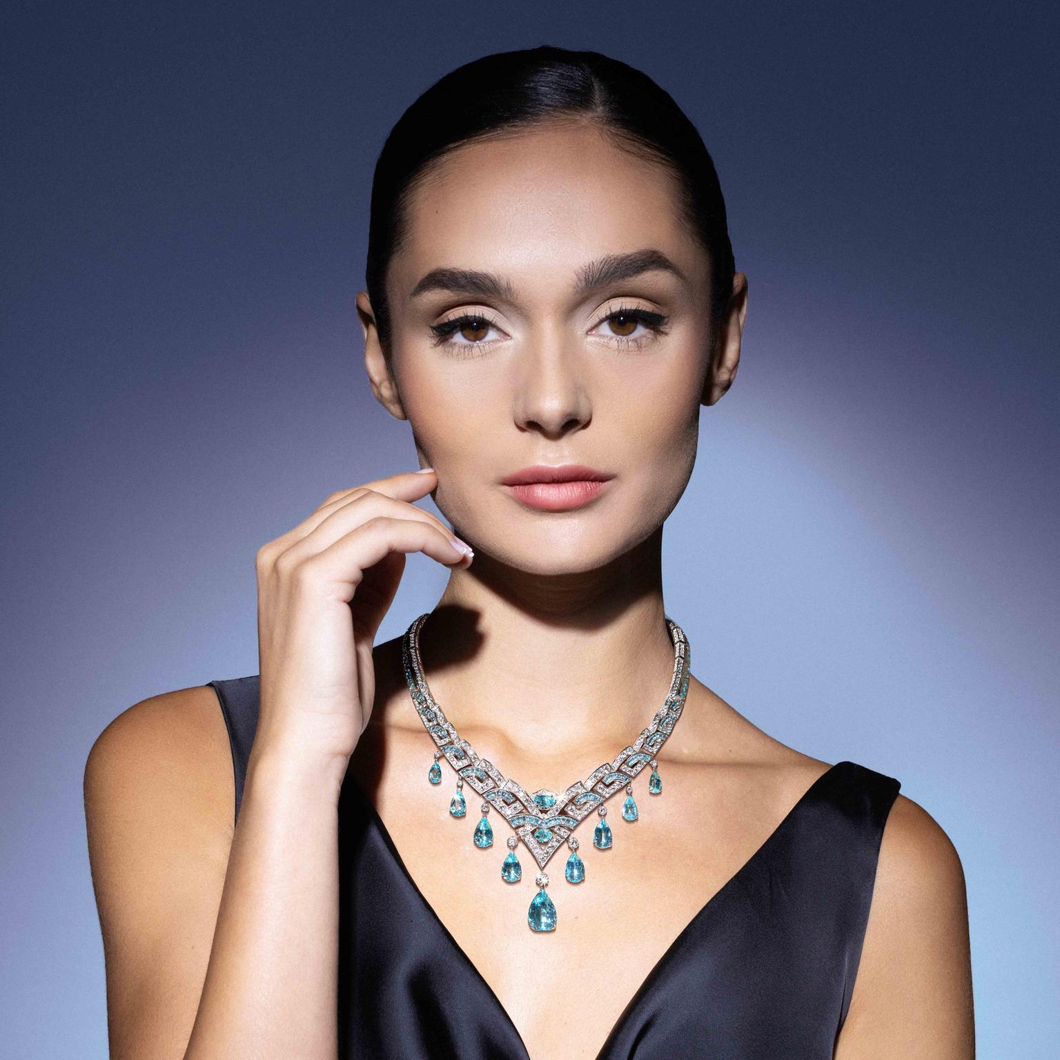 Gemma necklace by David Morris on model