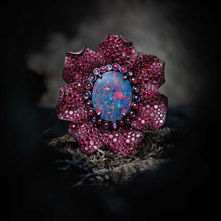 Chopard Fleurs d'Opales ring with multi-coloured sapphires