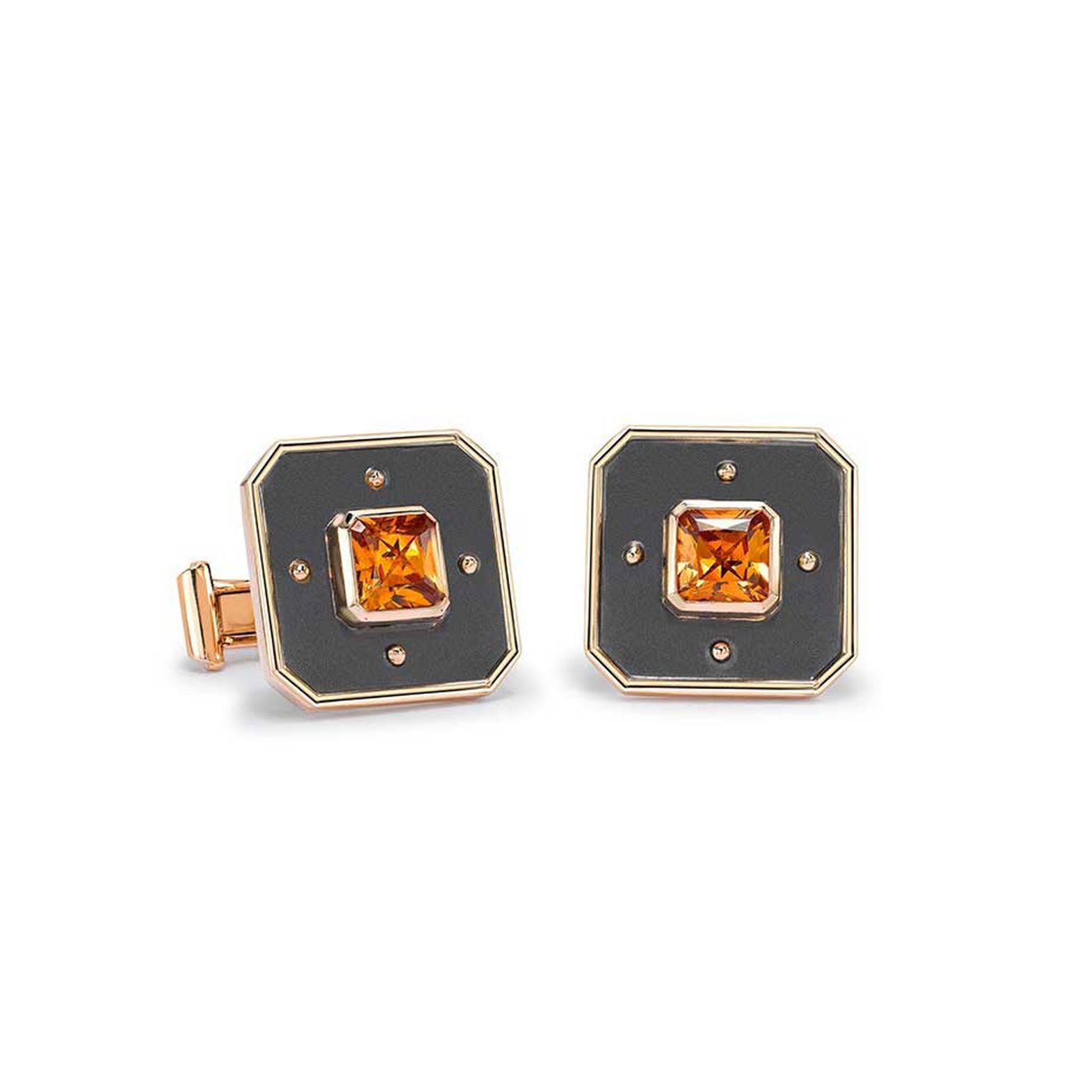 Theo Fennell mandarin garnet cufflinks