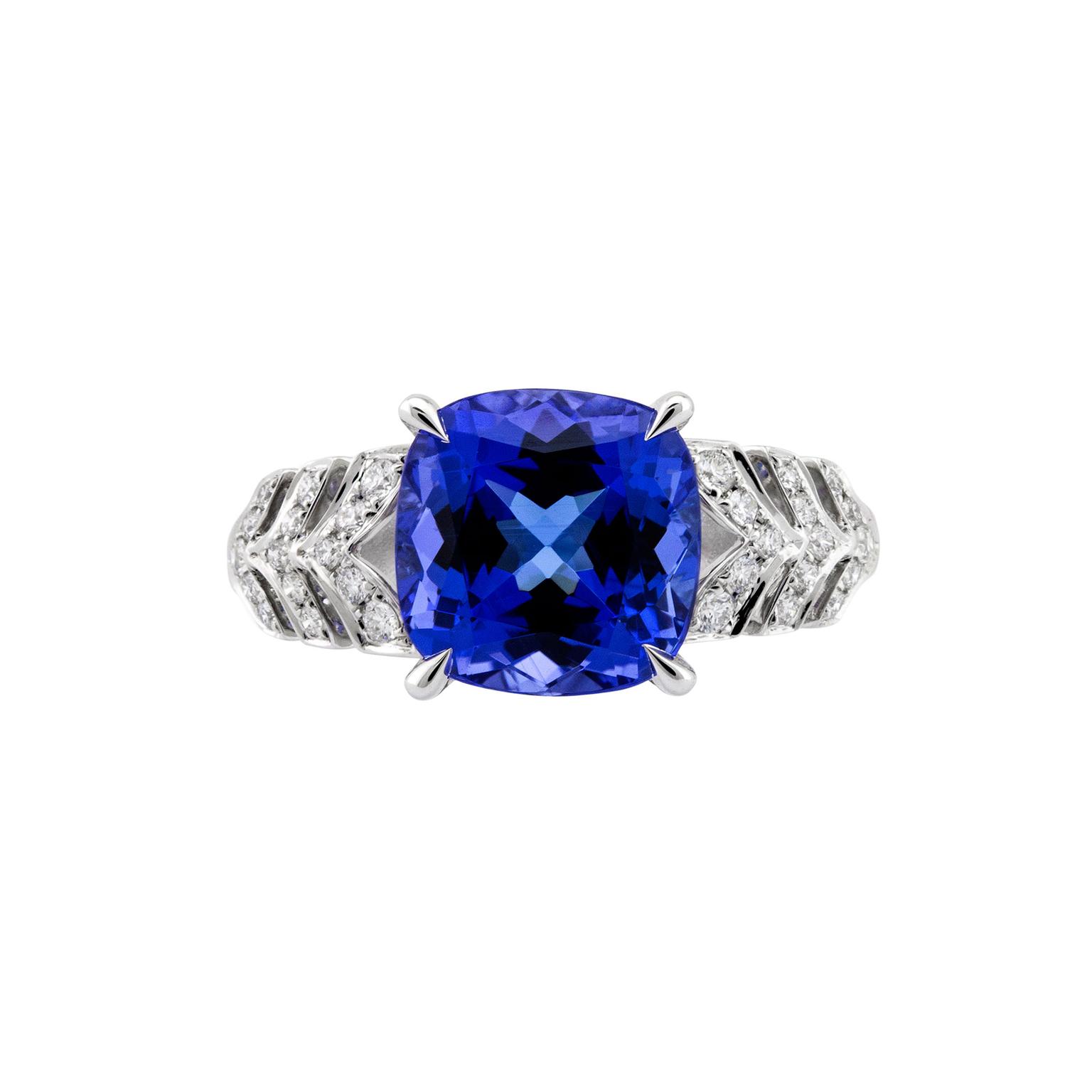 Boodles Prism tanzanite ring with diamonds