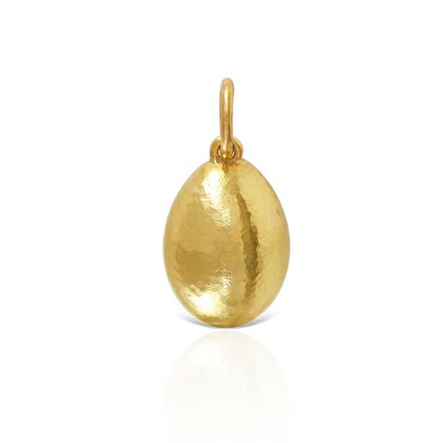 Lalaounis Easter egg pendant in hammered 18-carat yellow gold