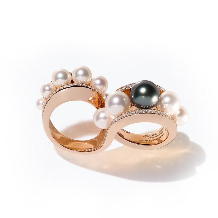  HB-IV Continuum Ombres et Lumière double pearl ring