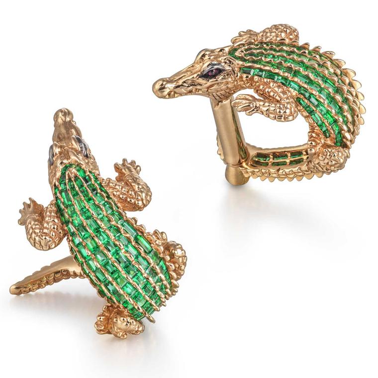 Tomasz Donocik bespoke crocodile cufflinks