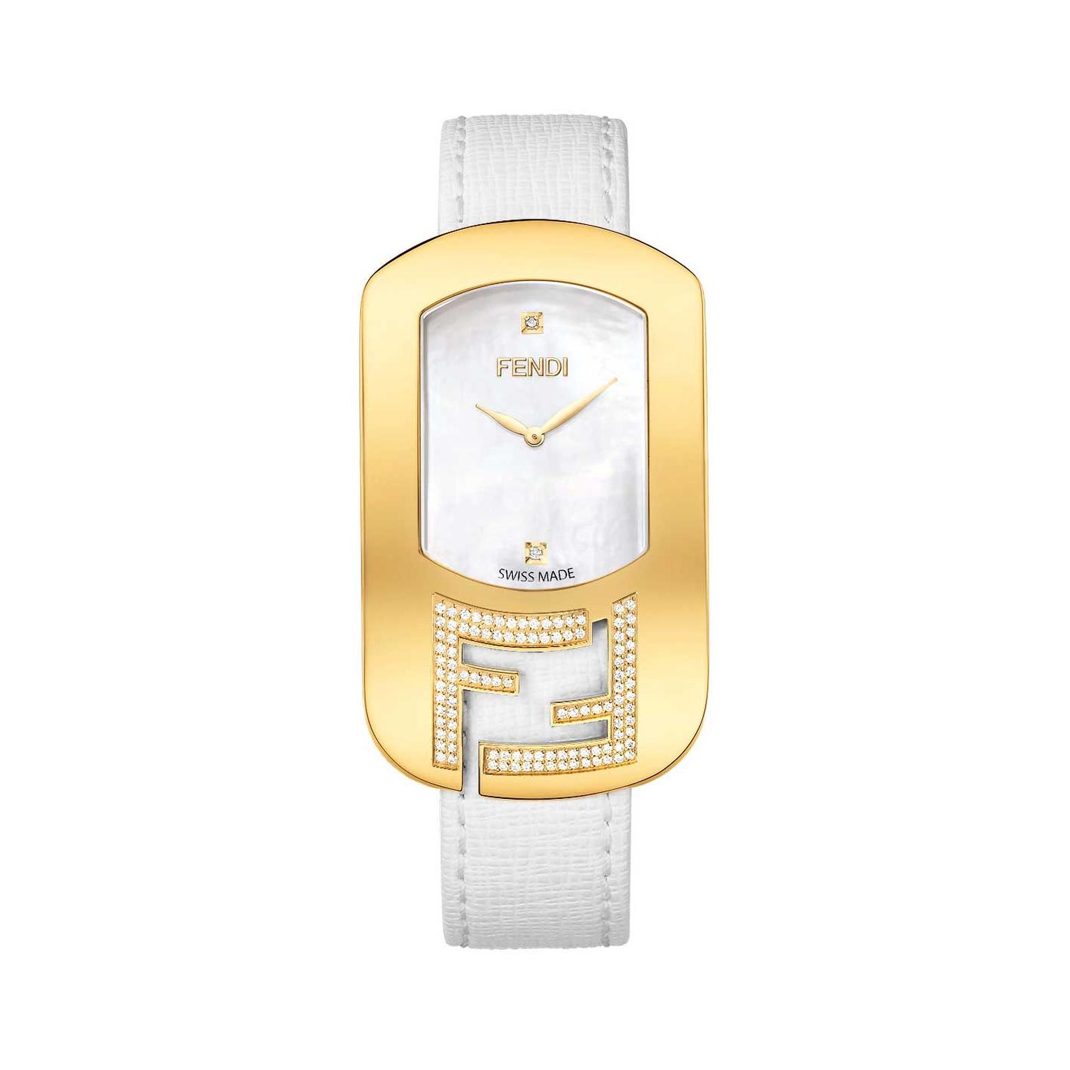 Fendi Chameleon diamond watch with mother-of-pearl dial