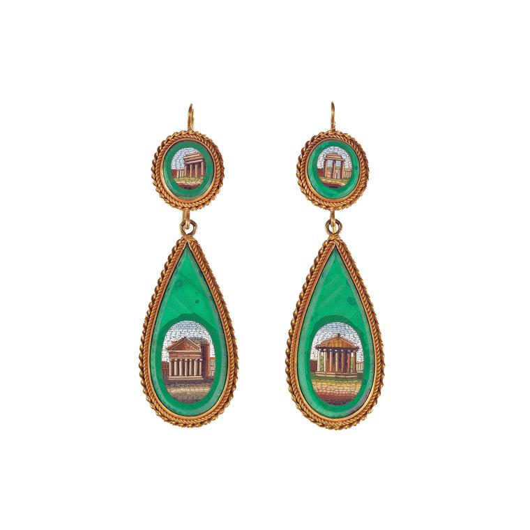 Bernado micro mosaic antique earrings