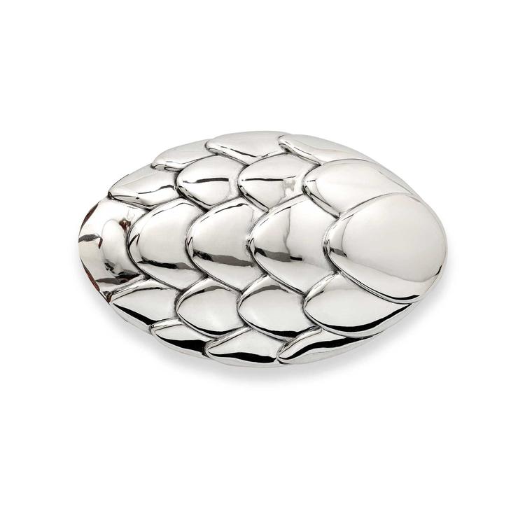 Patrick Mavros Pangolin silver belt buckle