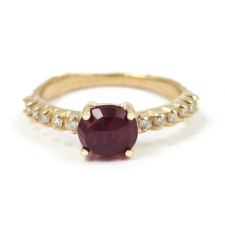 K Brunini ruby engagement ring