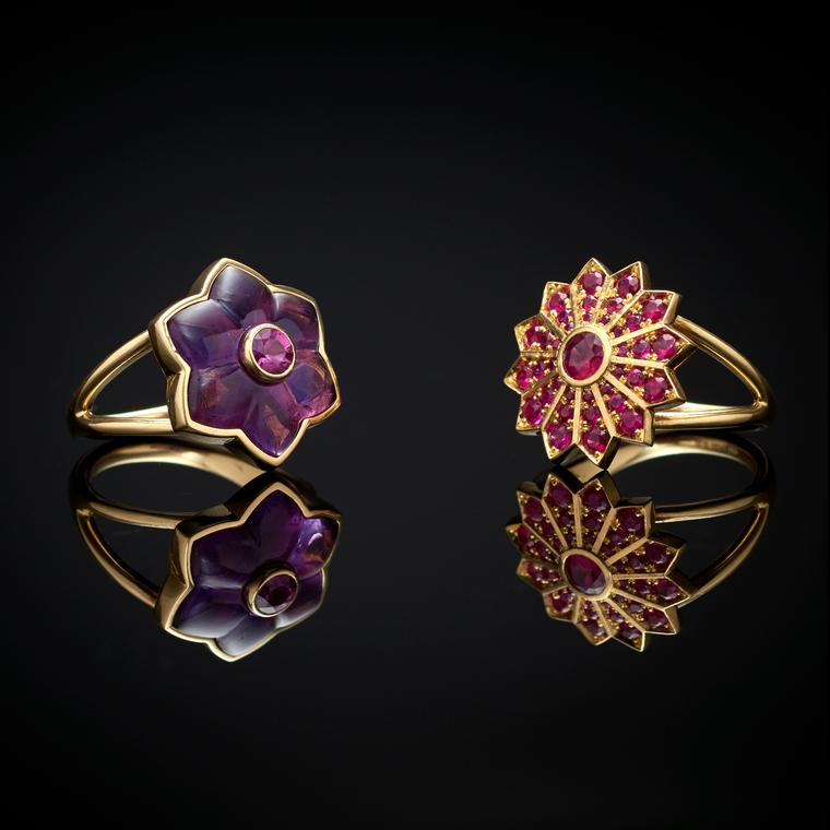 Flora Bhattachary Floral and Star Pushpa rings